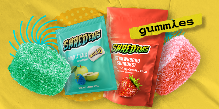 An array of SHRED gummies.